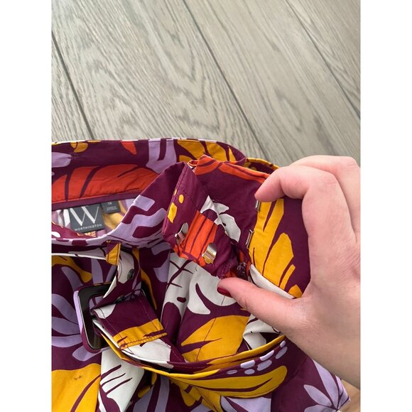 NWT Worthington Maxi Skirt Palm Leaf Parrot Purple Orange Gold Long Skirt - Picture 2 of 11